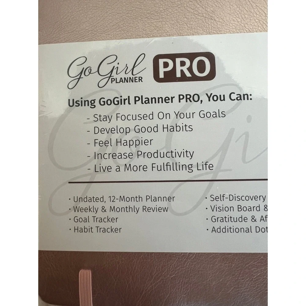 GoGirl Planner PRO Vertical Hourly Weekly Planner Rose Gold Undated 12Mo Go Girl